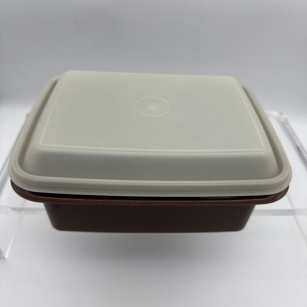 Vintage Tupperware Ice Cream storage container Brown 1254-5 w/clear lid 1255-14